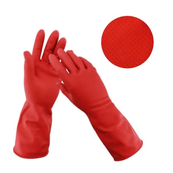 0661 - Flock line Reusable Rubber Hand Gloves (Red) - 1pc