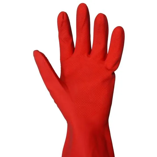 0661 - Flock line Reusable Rubber Hand Gloves (Red) - 1pc