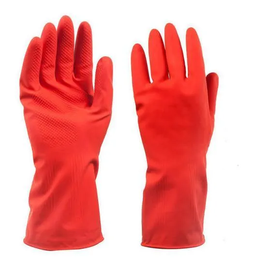 0661 - Flock line Reusable Rubber Hand Gloves (Red) - 1pc