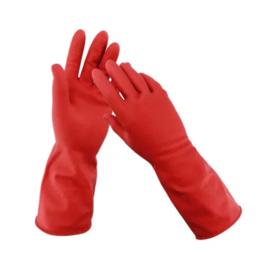 0661 - Flock line Reusable Rubber Hand Gloves (Red) - 1pc