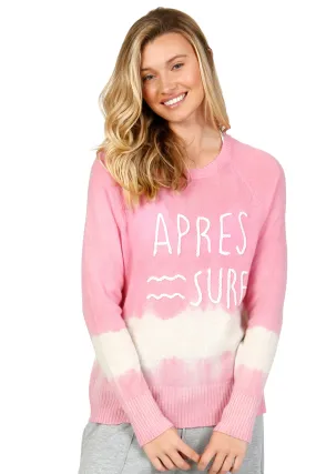 100% Cashmere Crewneck Sweater with  Aprés Surf Embroidery Sunset