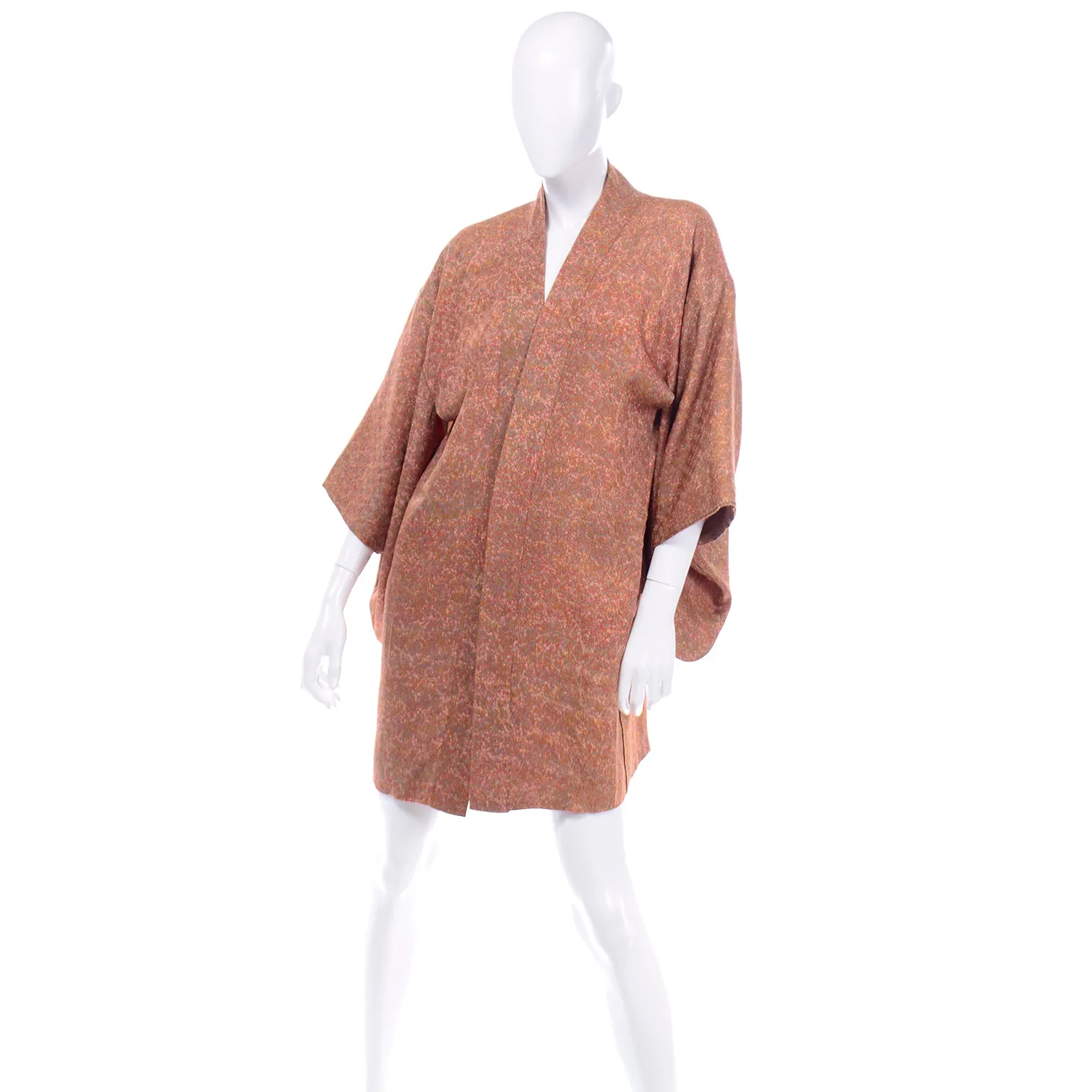 1930s Orange Floral Japanese Haori Kimono