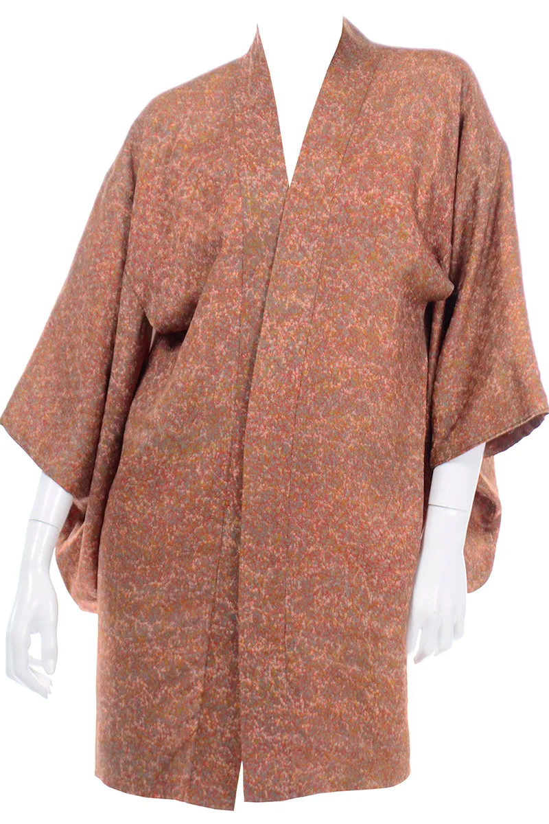 1930s Orange Floral Japanese Haori Kimono