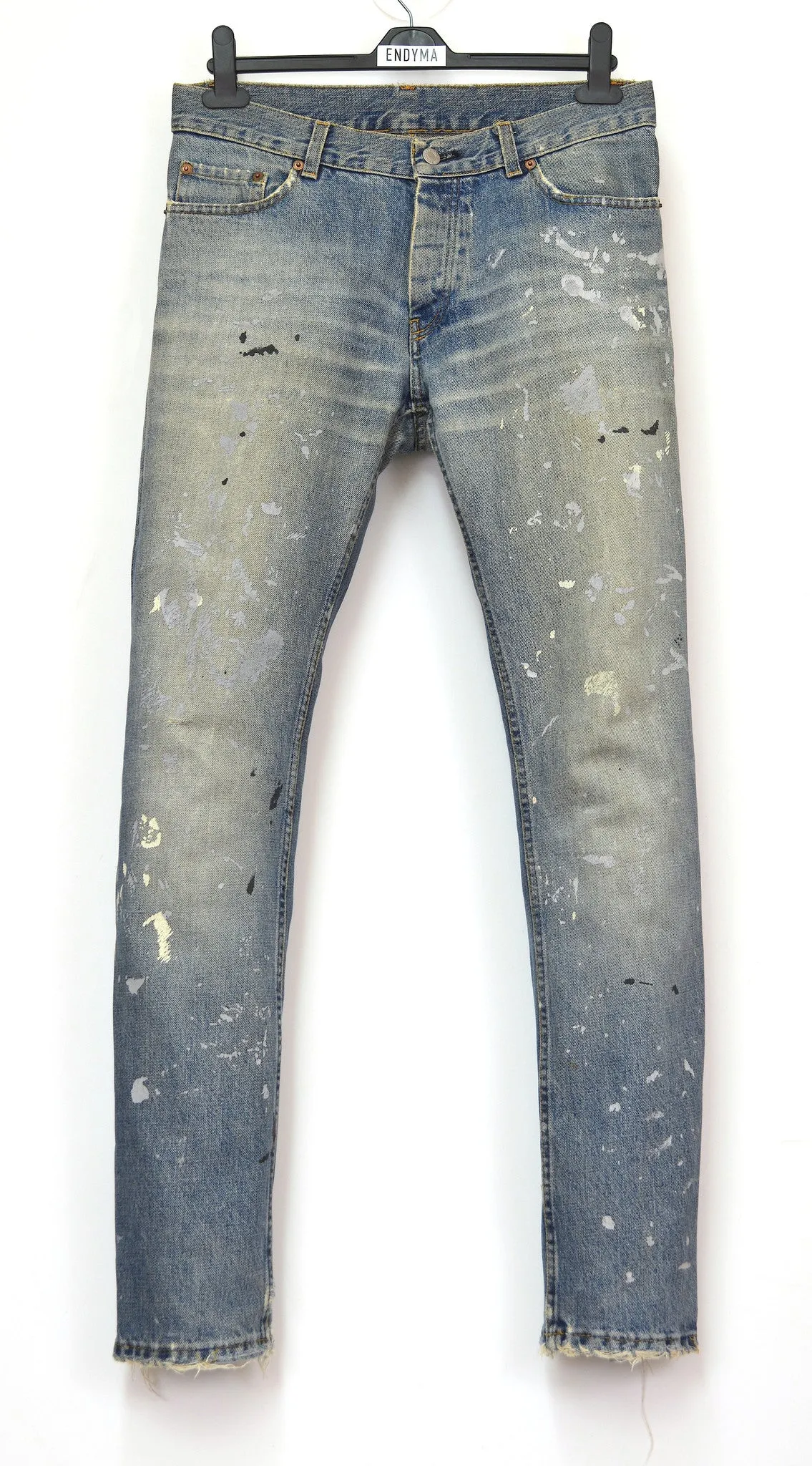 1998 Vintage Sanded Broken Denim Painter Jeans (Medium/Light Wash)