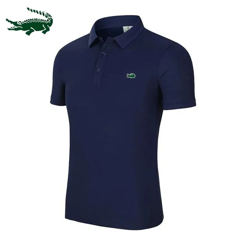 2024 High Quality Embroidered Men's Cotton Polo Shirt: Premium Business Casual with Elegant Lapel Design