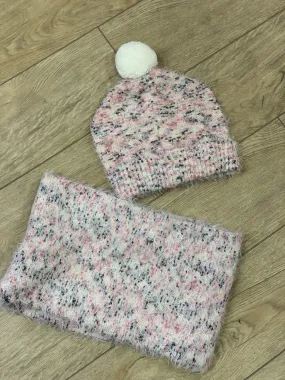 3Pommes Super Soft Pink Scarf And Pom Hat Set