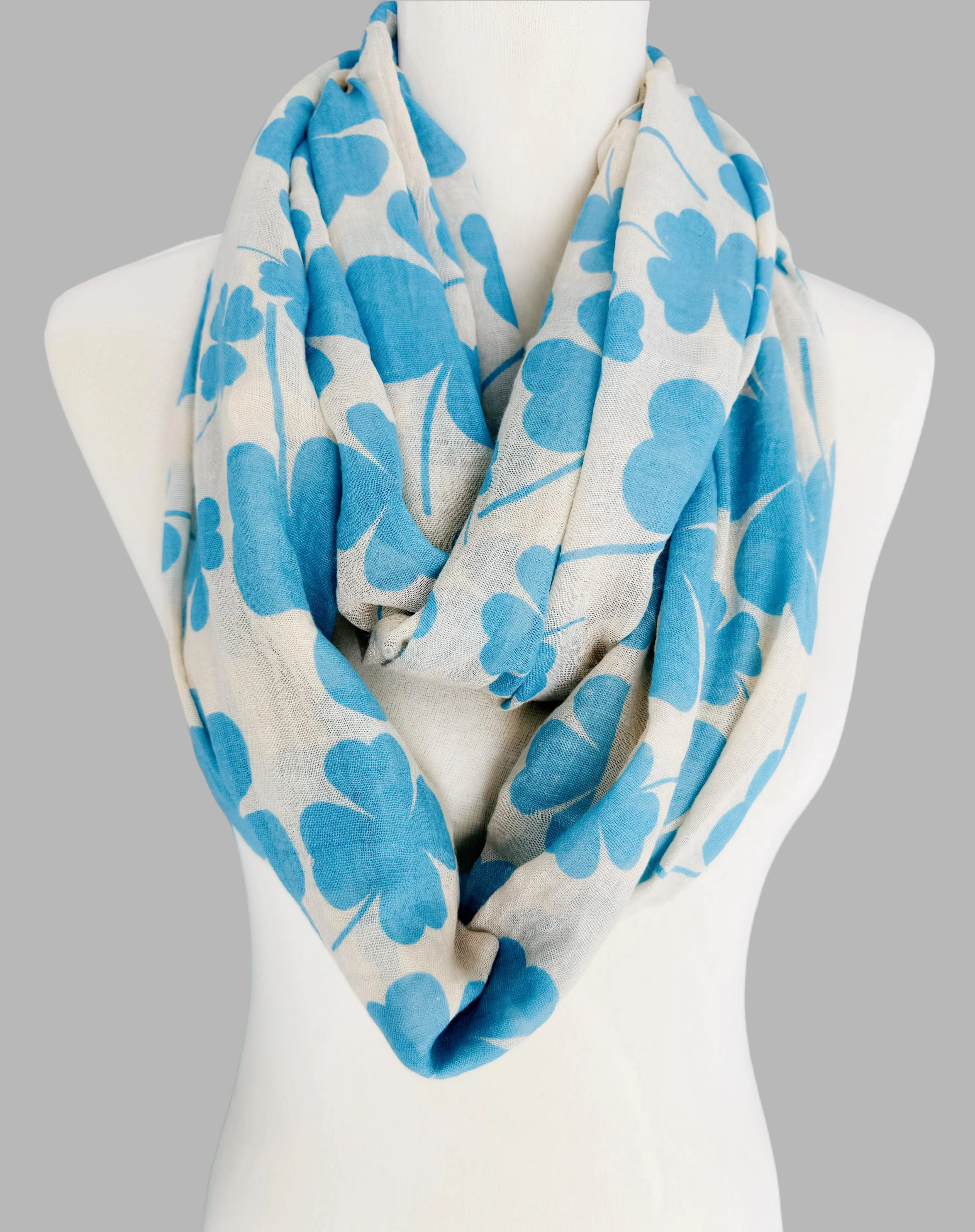 4 Colors--JC011236 Lucky 4-Leaf Clover Infinity Scarf