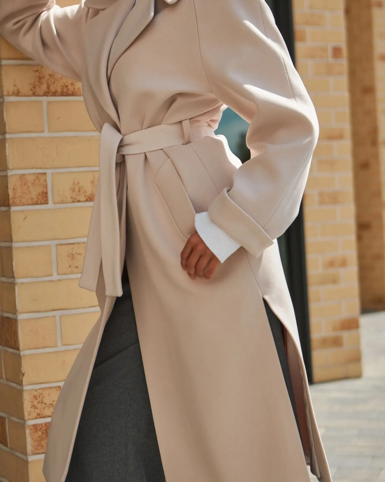 Adenur Classic Wool Blend Overcoat in Ivory