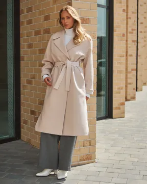 Adenur Classic Wool Blend Overcoat in Ivory