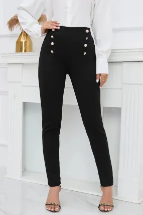 Adjustable Elastic Waist Slim Pants