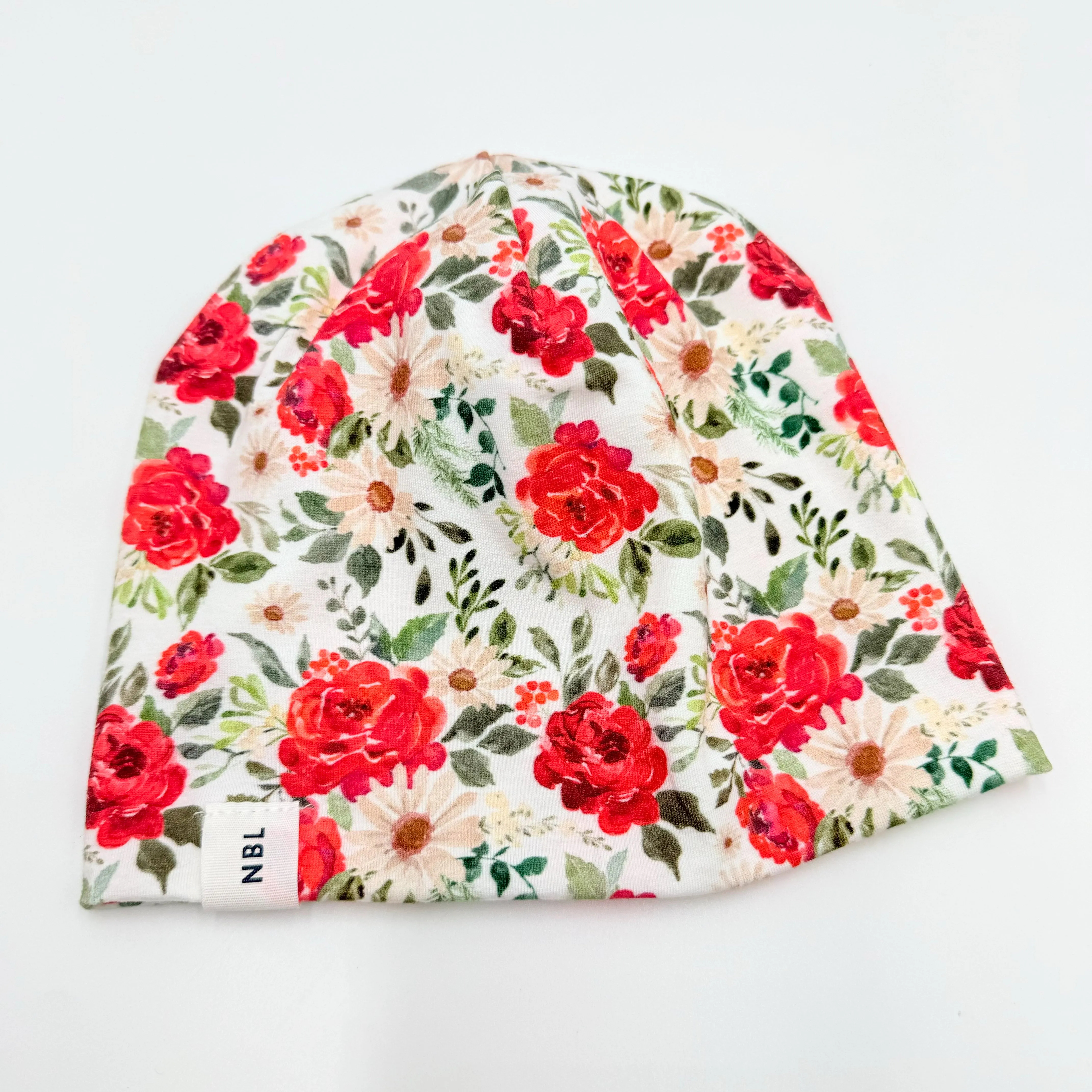 Adult Beanie Hat (Christmas Retro Floral)