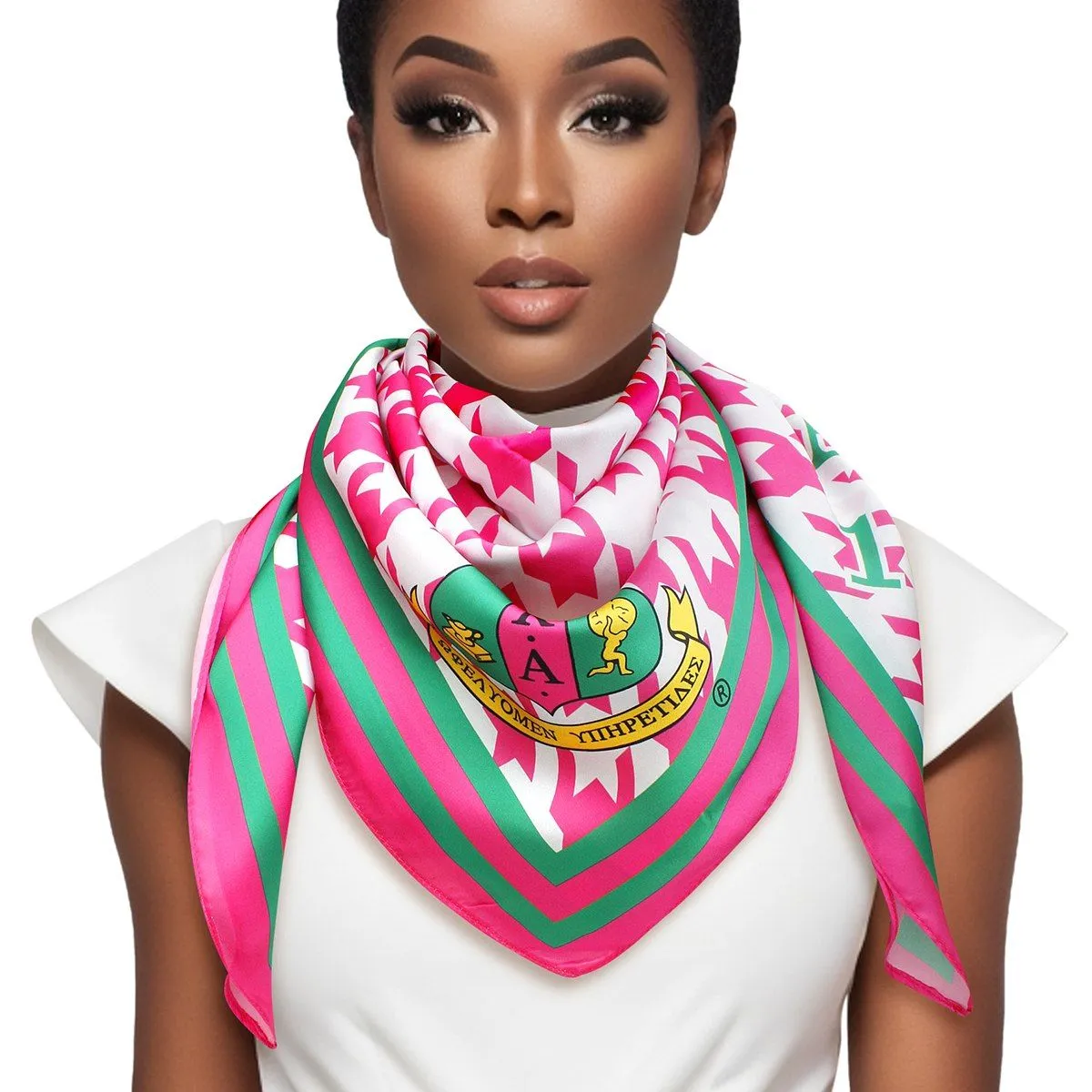 AKA Alpha Kappa Alpha Sorority Inspired Houndstooth Square Scarf for Women