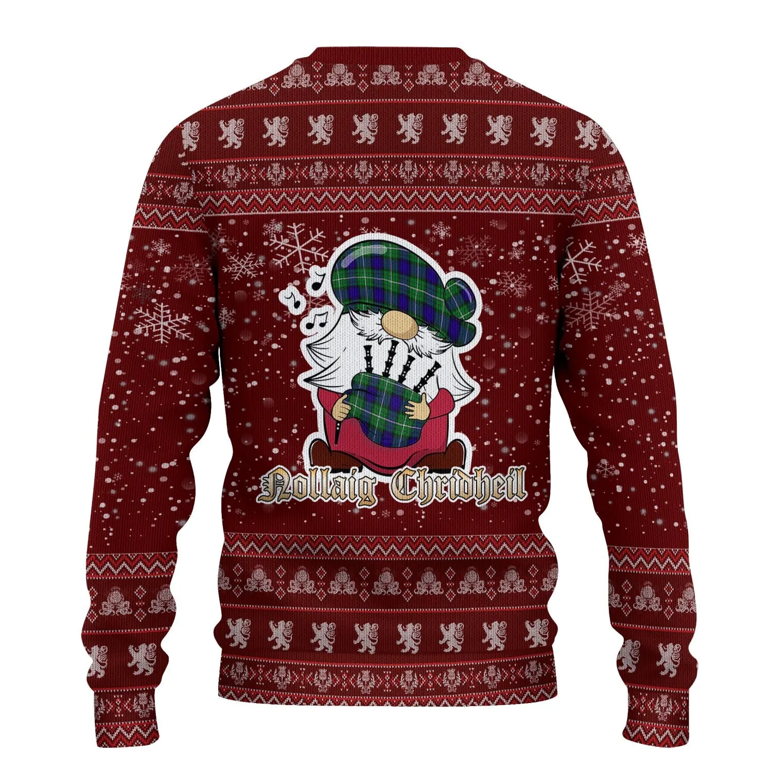 Alexander Clan Christmas Family Ugly Sweater with Funny Gnome Playing Bagpipes