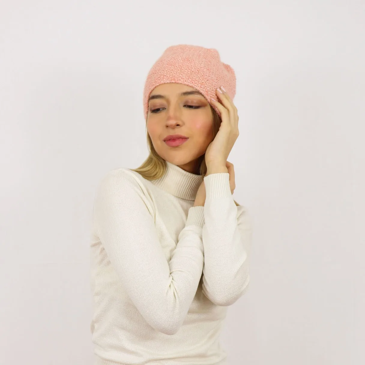 Alpaca Wool Handknitted Rose Beanie