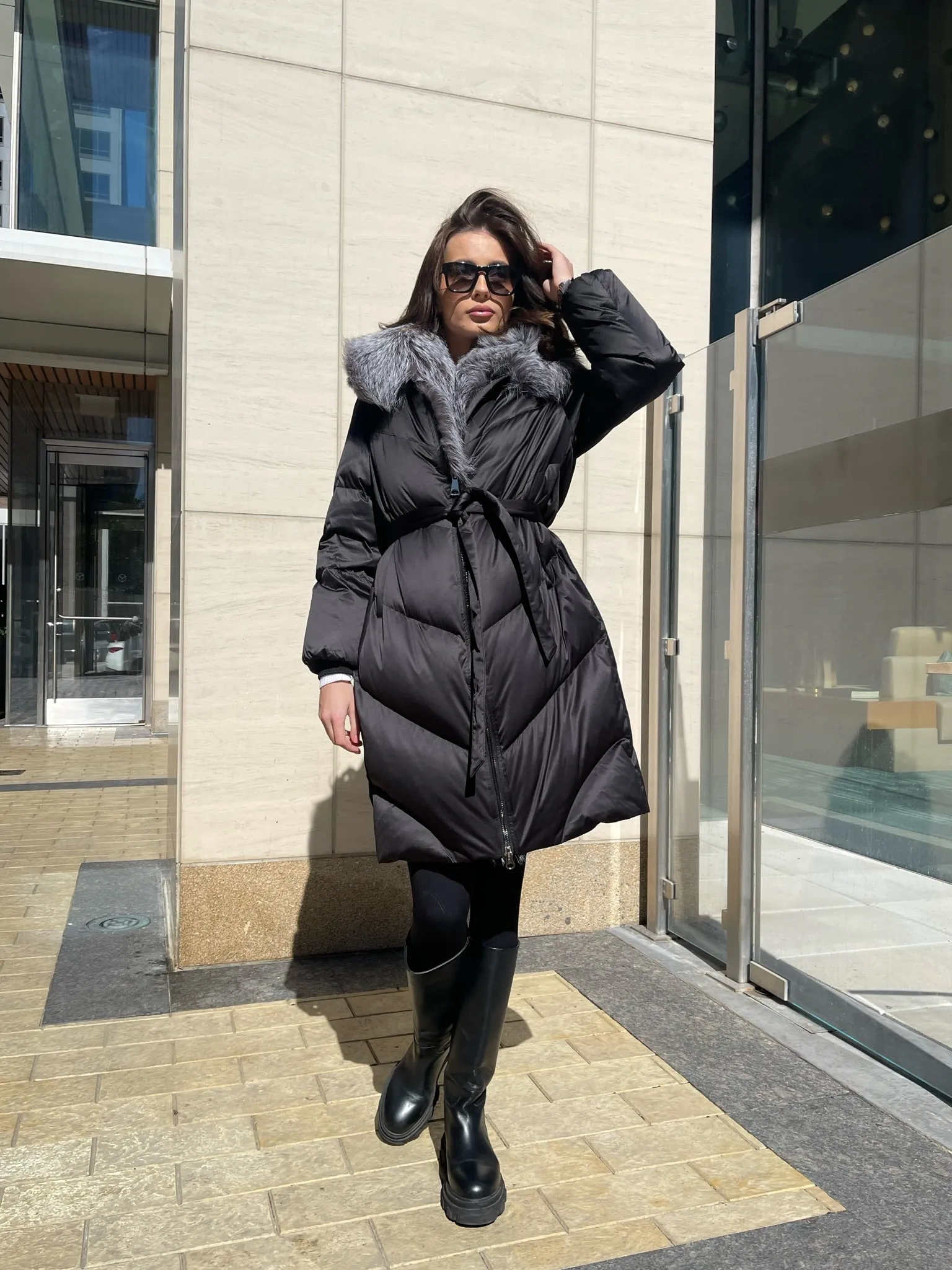 Amandine Genuine Silver Fox Down Parka