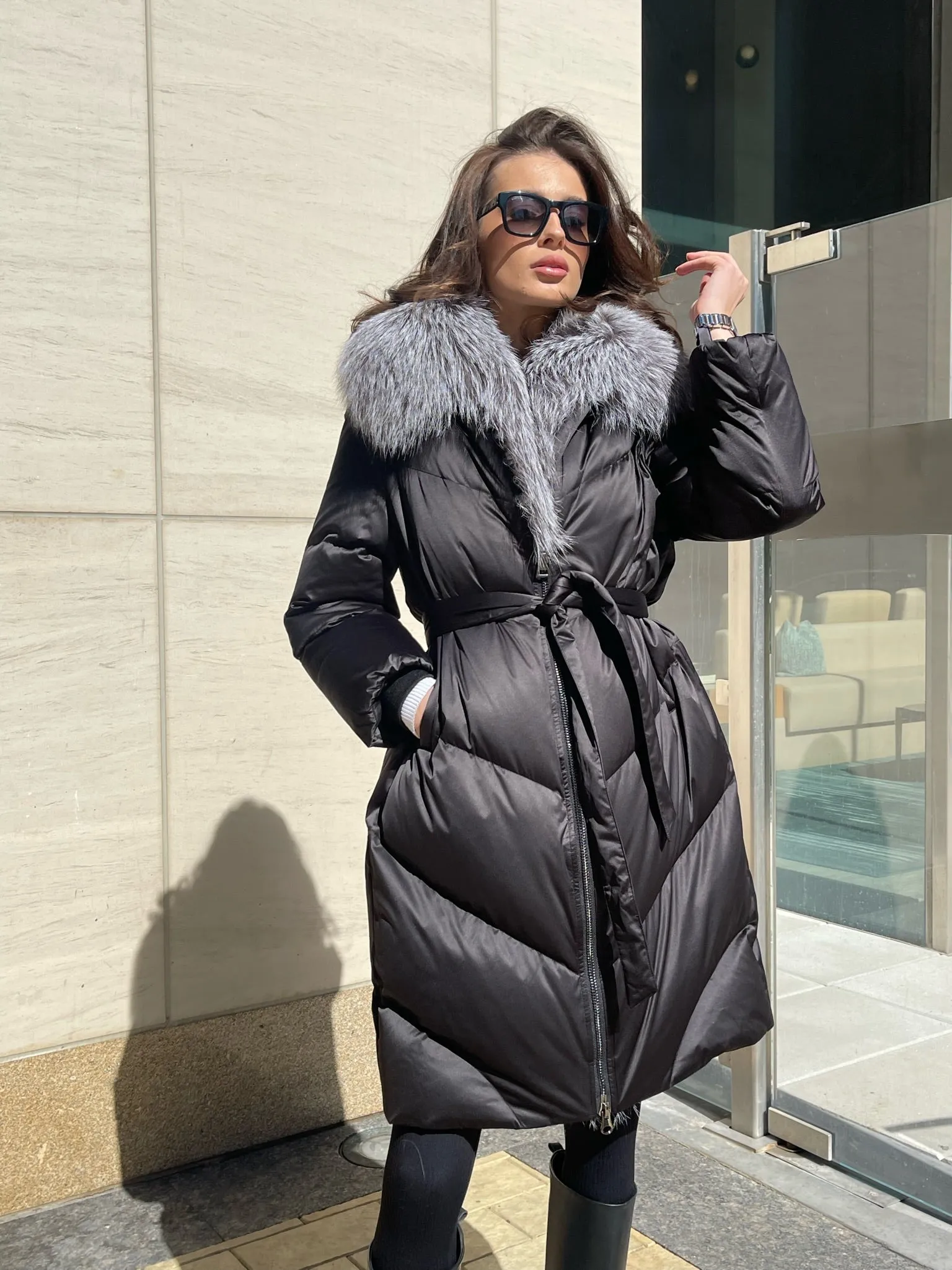 Amandine Genuine Silver Fox Down Parka