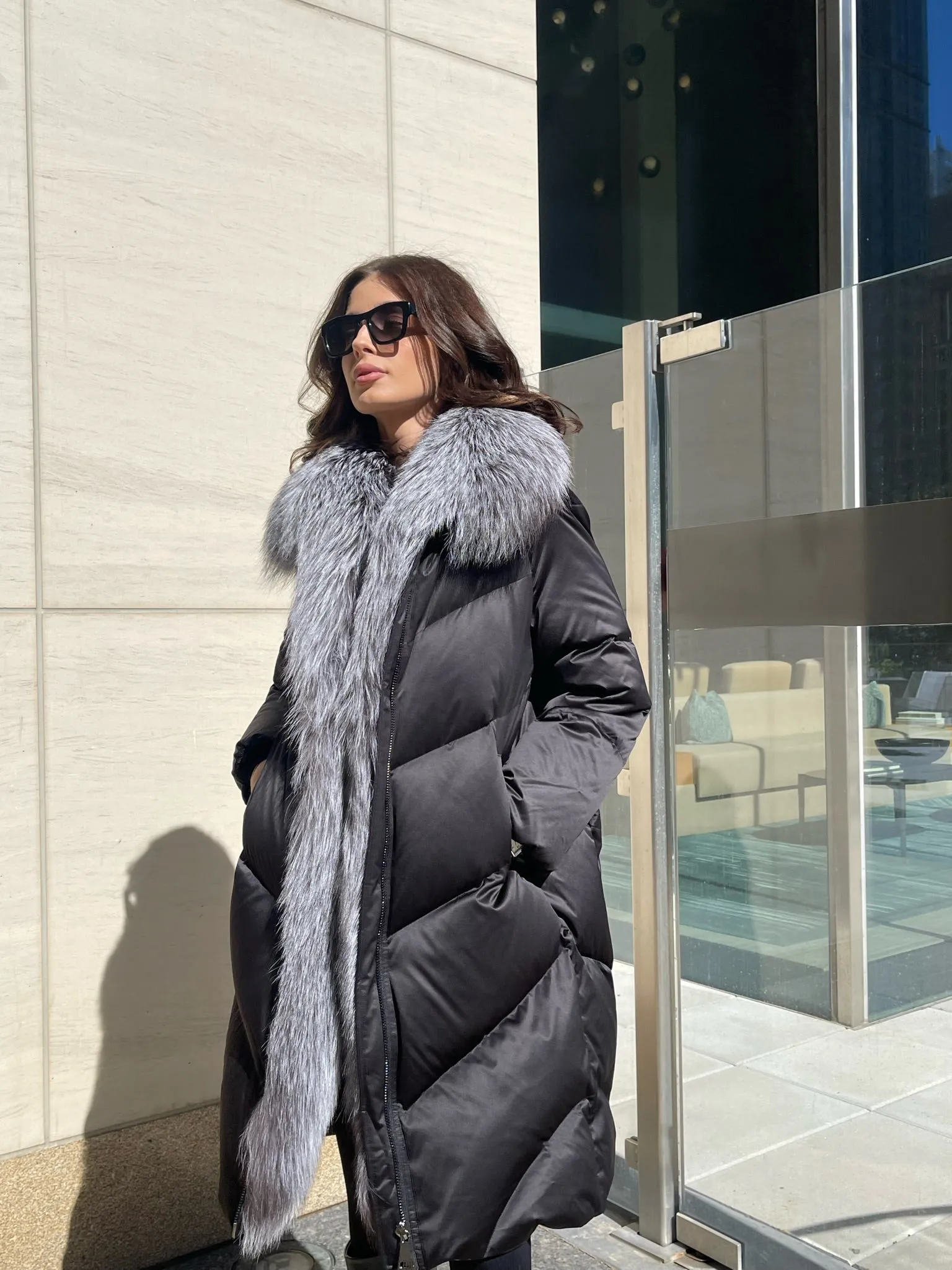 Amandine Genuine Silver Fox Down Parka