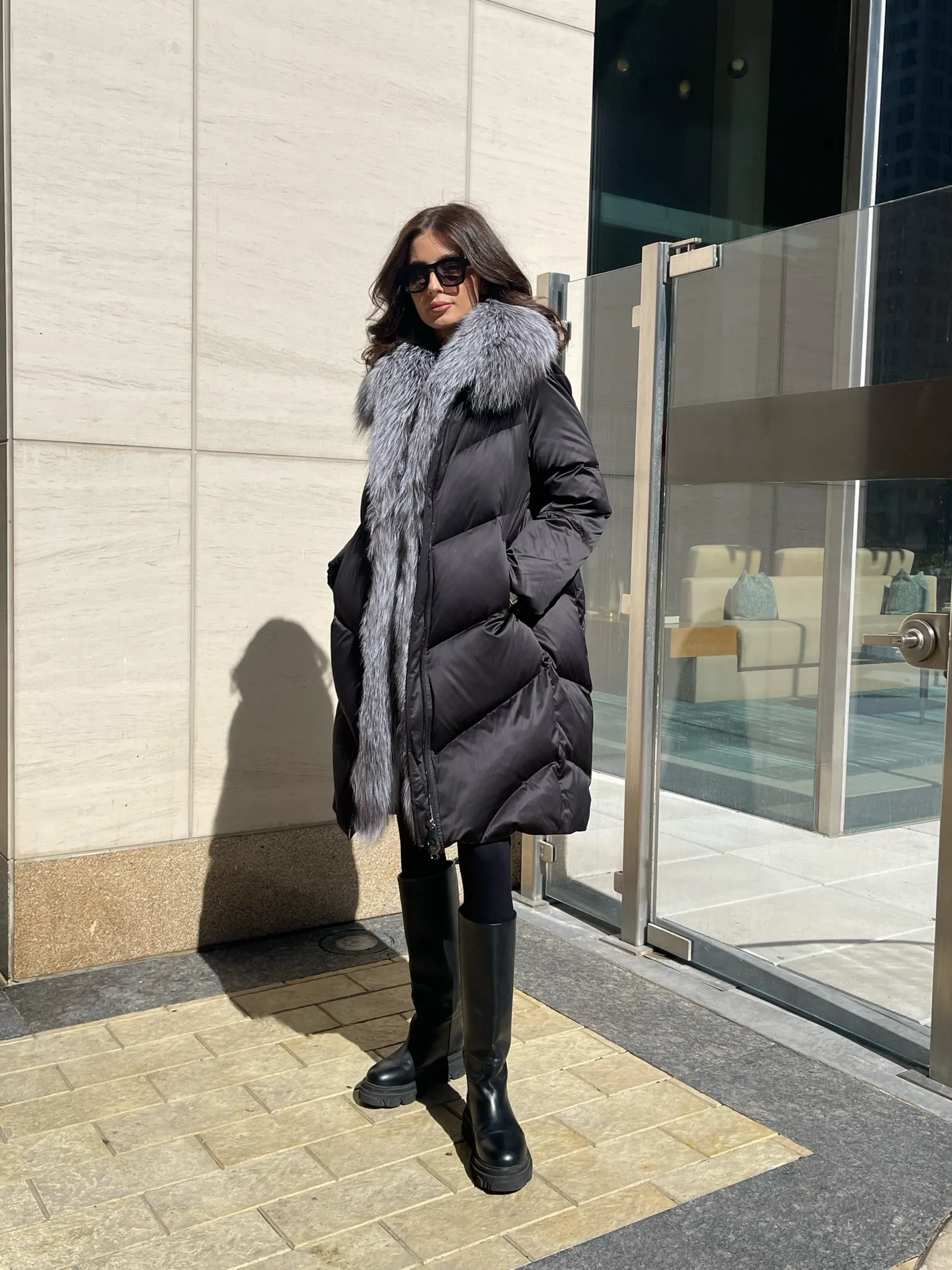 Amandine Genuine Silver Fox Down Parka