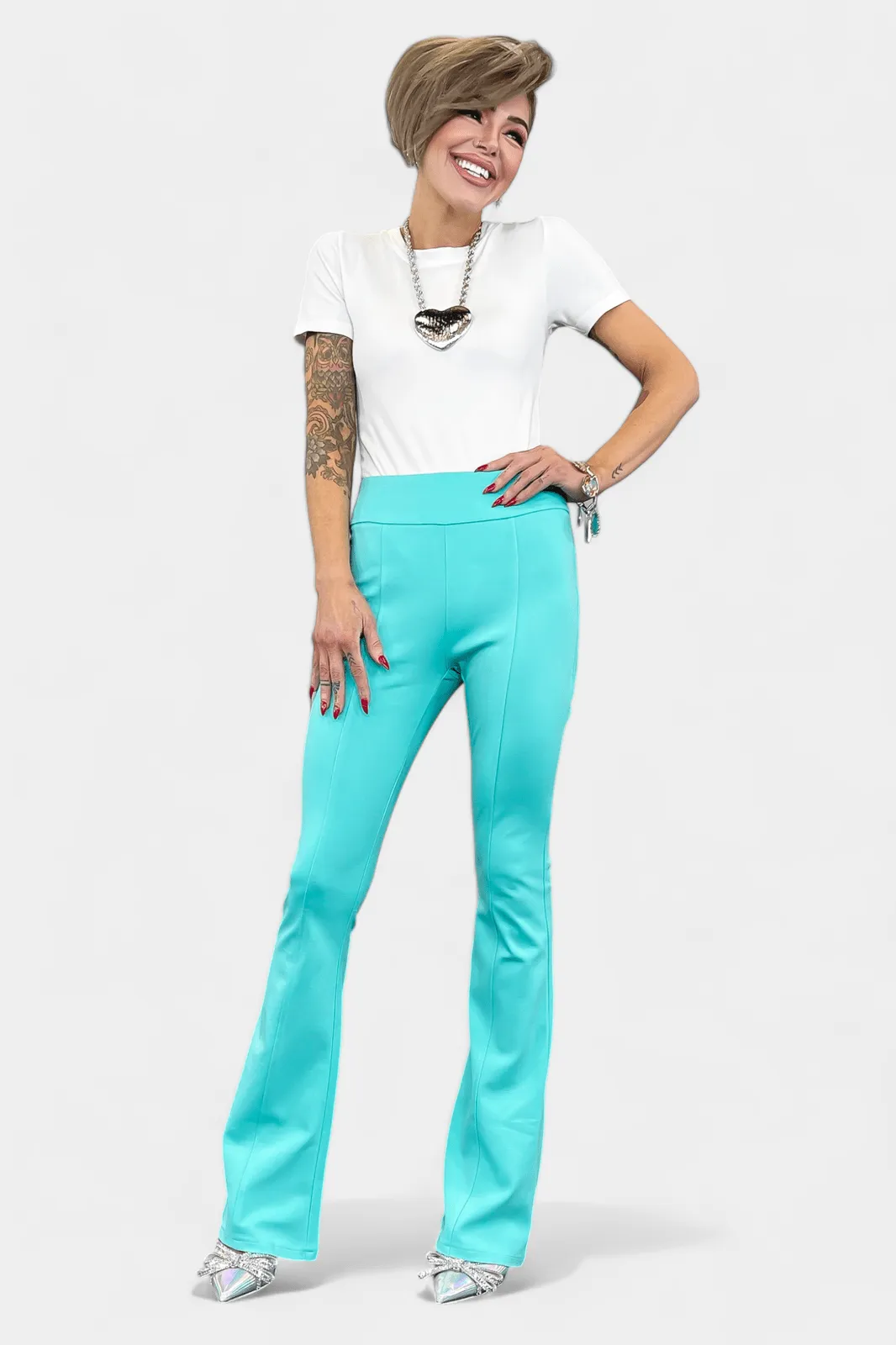 Aqua High Waisted Flare Pants [NO RETURNS]