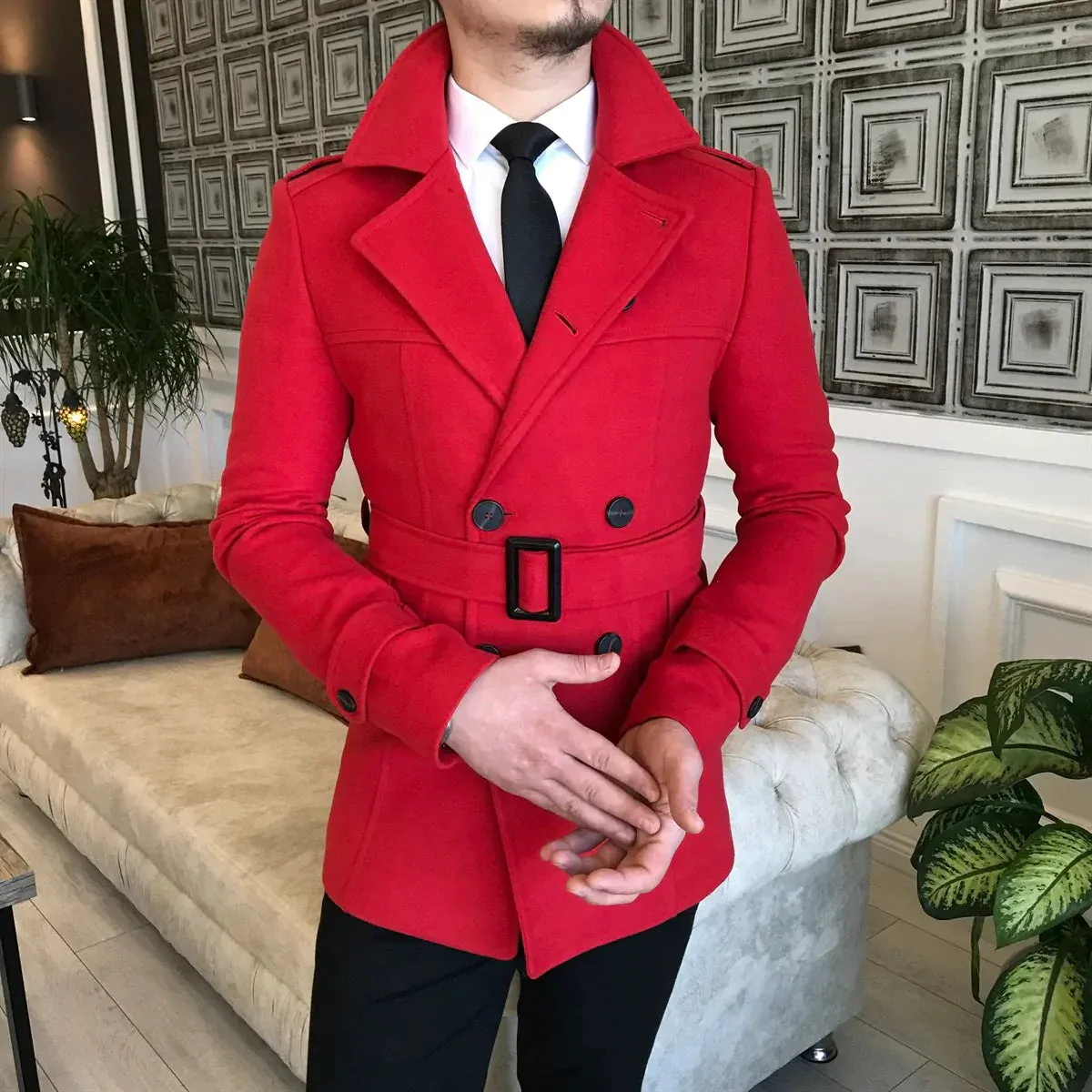 Arctic Red Double Breasted Coat by ITALIAN VEGA®