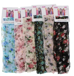 Assorted Pack of Floral Print Summer Sash Scarves