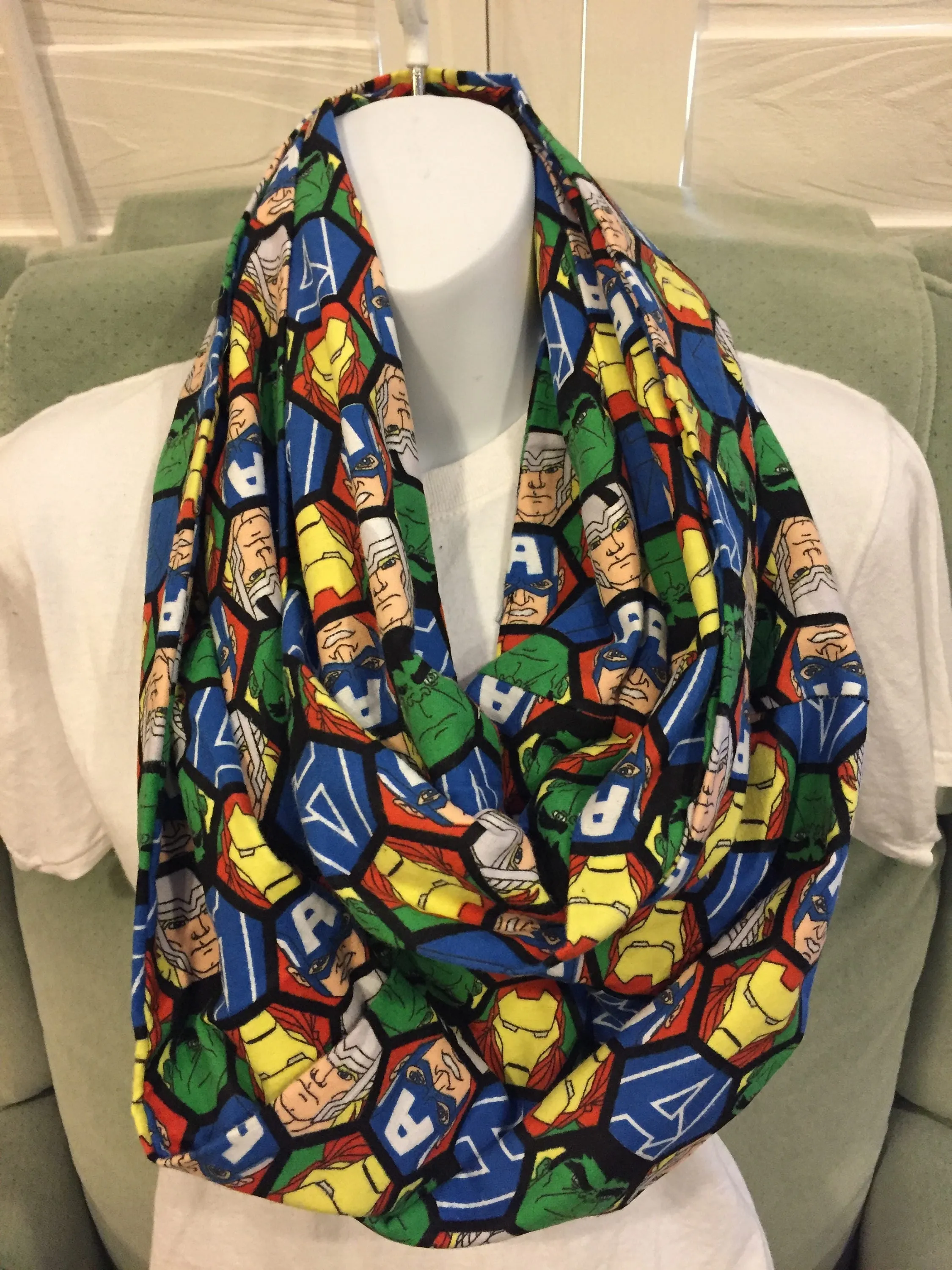 Avengers Faces Flannel Infinity Scarf - Marvel Fashion Accessory - Superhero Gift for Fans