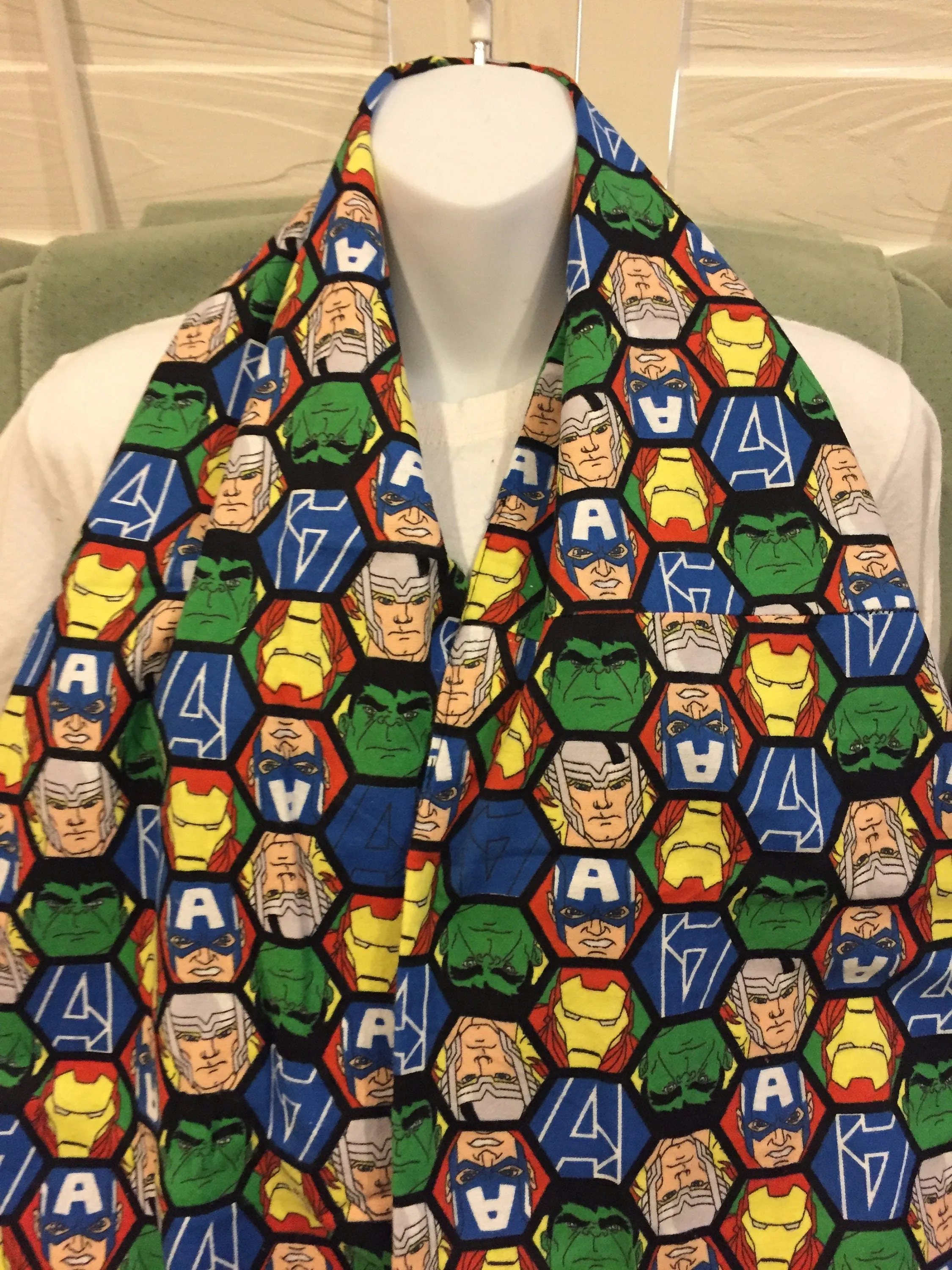 Avengers Faces Flannel Infinity Scarf - Marvel Fashion Accessory - Superhero Gift for Fans