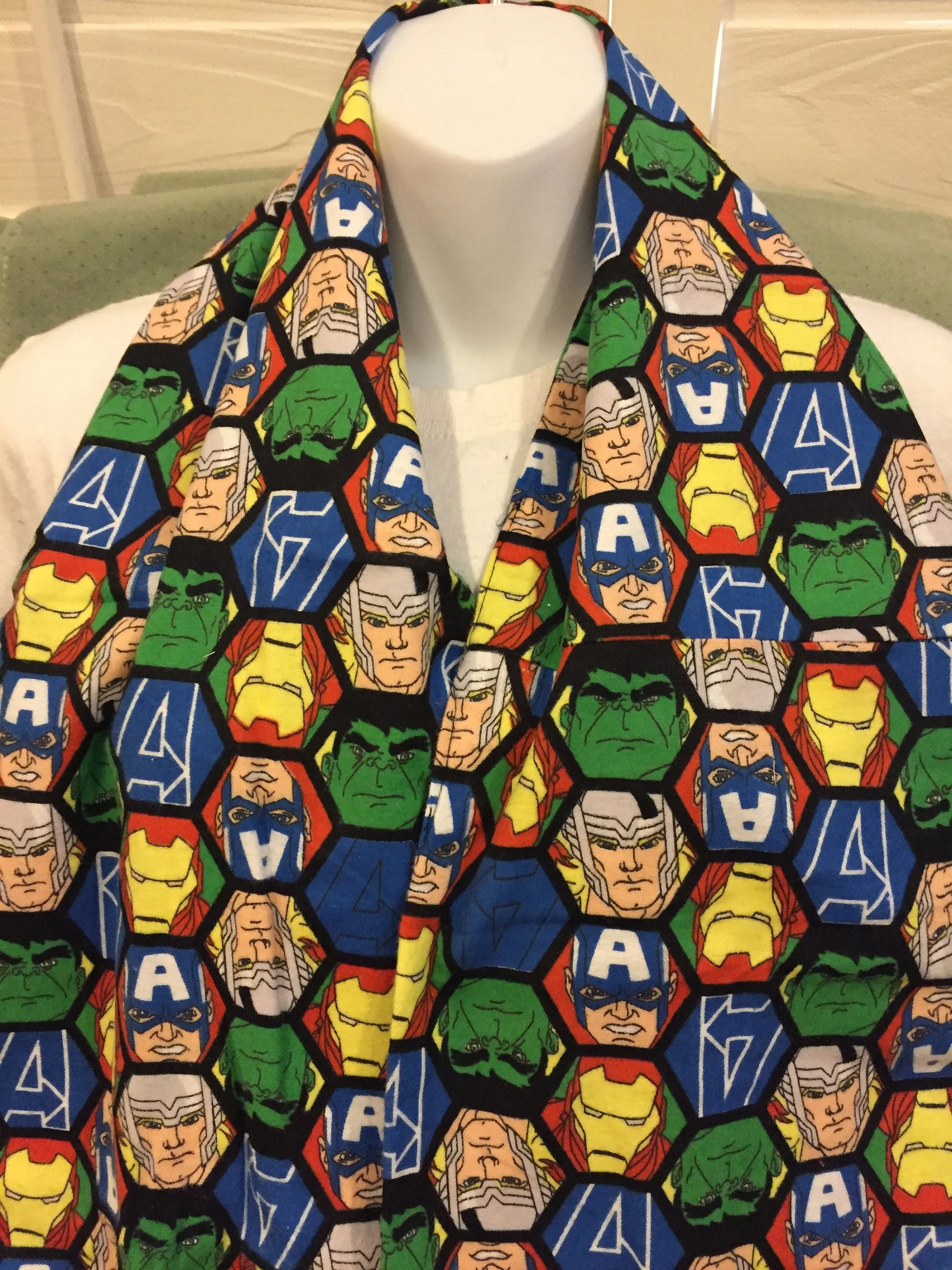 Avengers Faces Flannel Infinity Scarf - Marvel Fashion Accessory - Superhero Gift for Fans