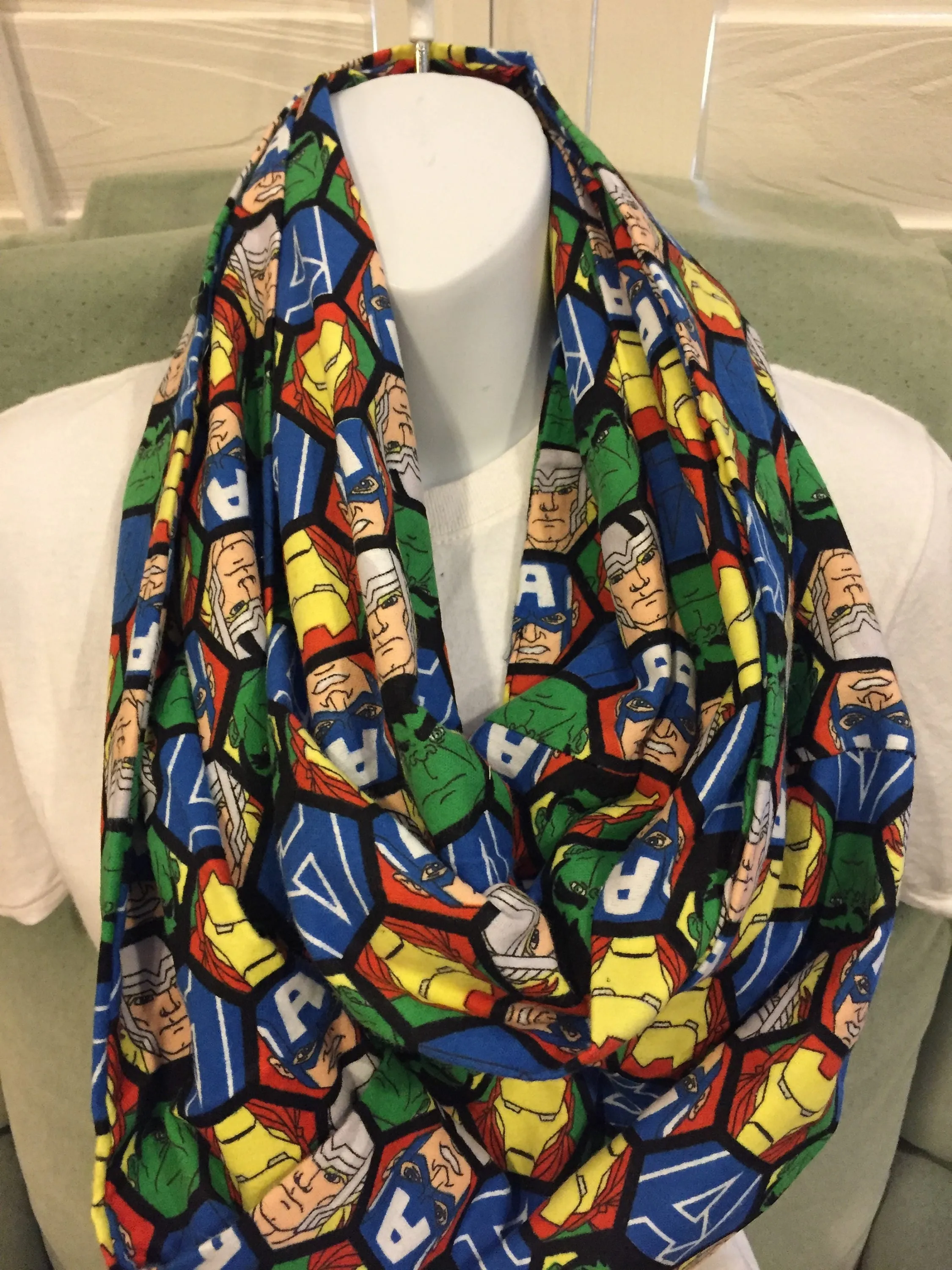 Avengers Faces Flannel Infinity Scarf - Marvel Fashion Accessory - Superhero Gift for Fans