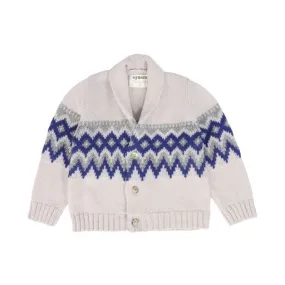 AYMARA LIGHT GREY AND BLUE DIAMOND DESIGN CARDIGAN [Final Sale]