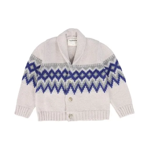 AYMARA LIGHT GREY AND BLUE DIAMOND DESIGN CARDIGAN [Final Sale]