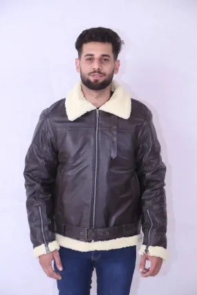 B3 Bomber RAF Aviator Shearling Men's Winter Leather Jacket