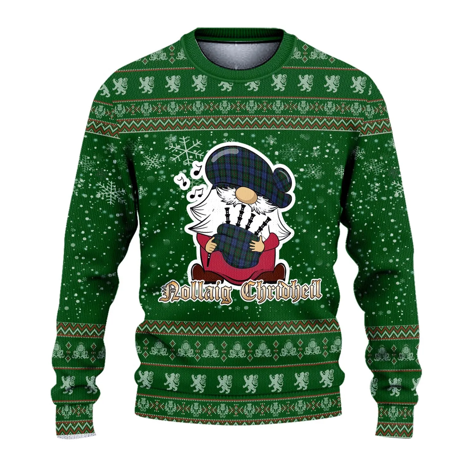 Baird Clan Christmas Family Ugly Sweater with Funny Gnome Playing Bagpipes