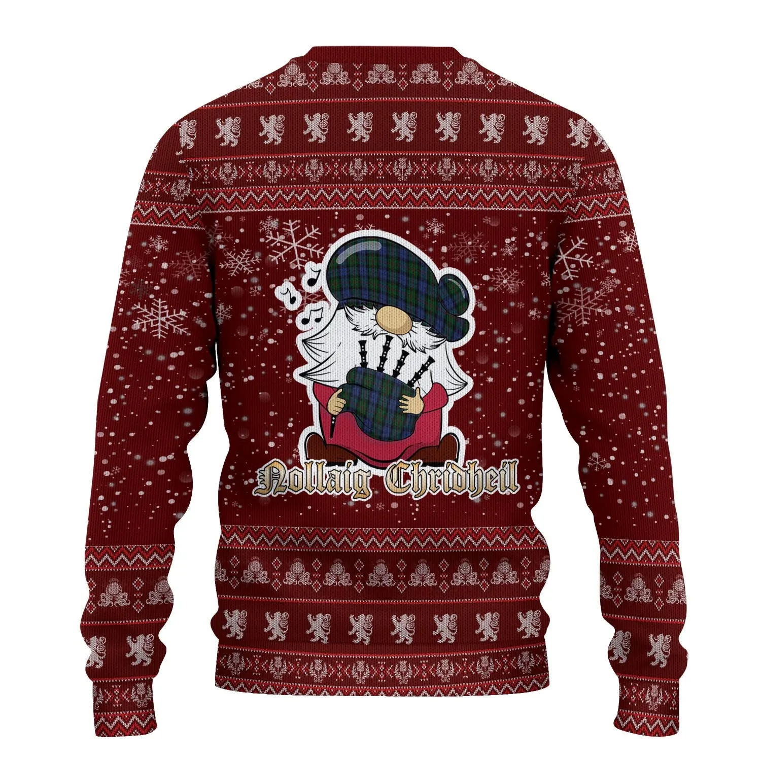 Baird Clan Christmas Family Ugly Sweater with Funny Gnome Playing Bagpipes