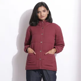 Barn Red Warm Cotton Waffle Quilted Puffer Jacket