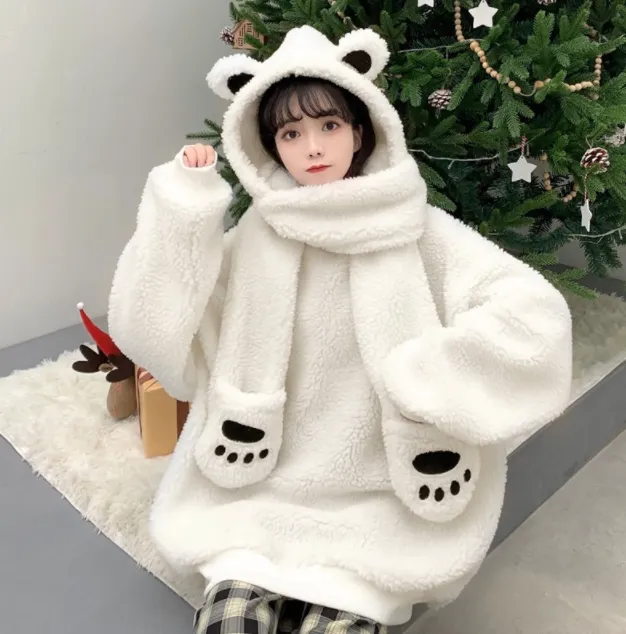 Bear Ear Sweater   Scarf Two-piece Set  KF82340