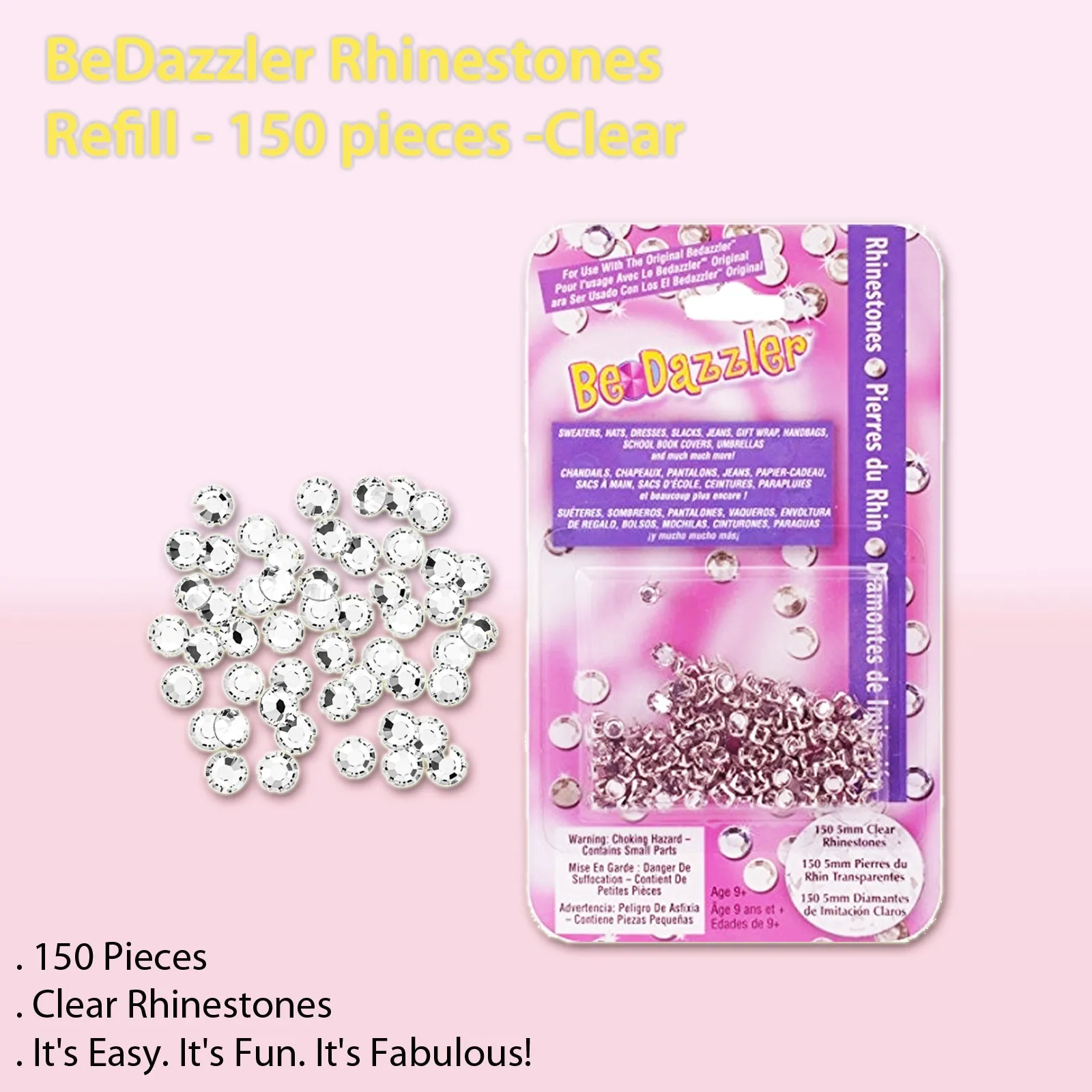 BeDazzler Clear Rhinestone Pack – 150 Pieces for Shimmering Creativity