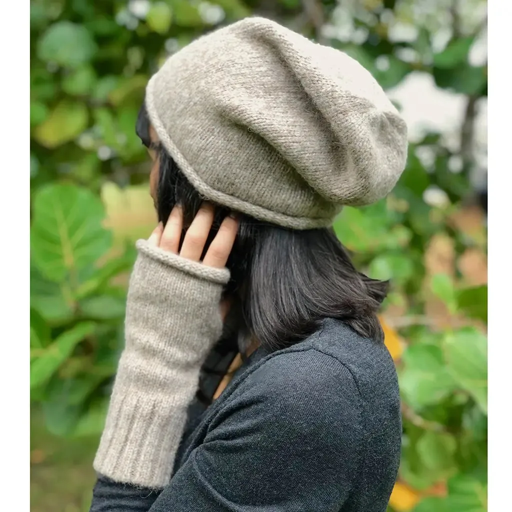 Beige Essential Knit Alpaca Beanie | Ethical Style