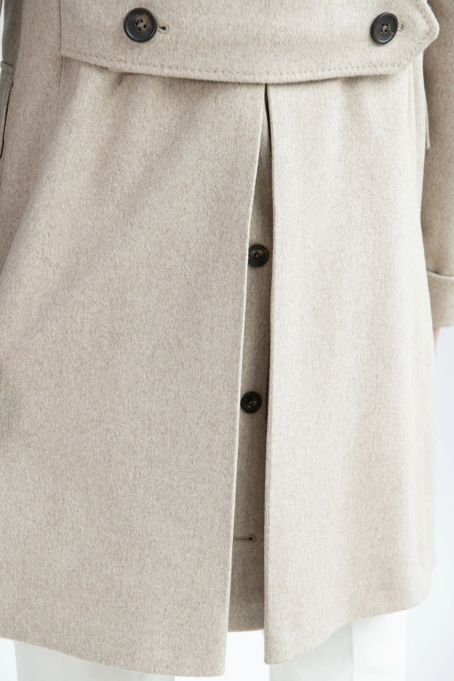 Beige Polo Coat in Loro Piana wool – Made in Italy