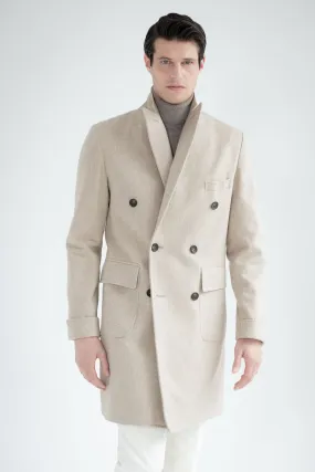 Beige Polo Coat in Loro Piana wool – Made in Italy