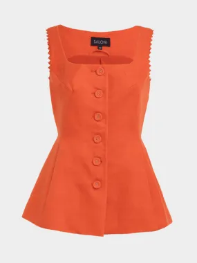 Bibba Sleeveless Jacket in Terracotta