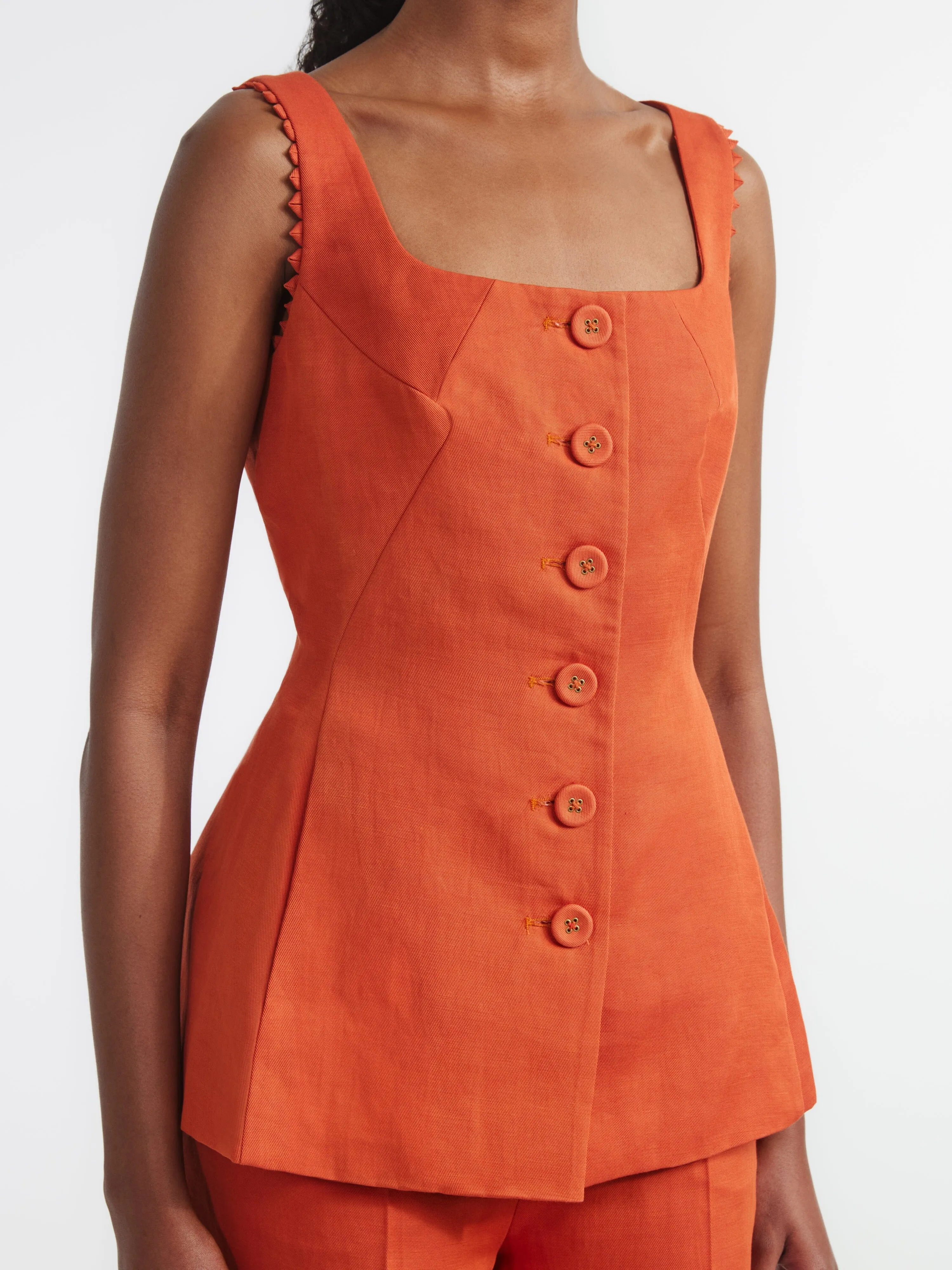 Bibba Sleeveless Jacket in Terracotta