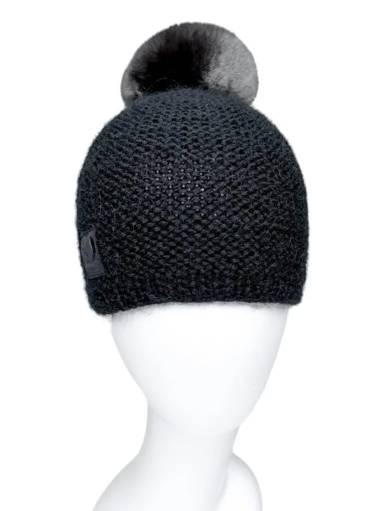 Black Chinchilla Fur Kids Beanie