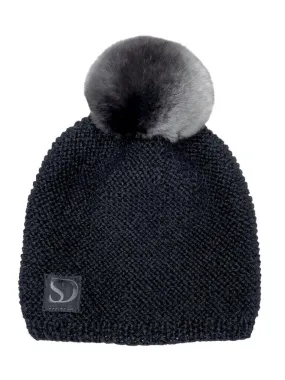 Black Chinchilla Fur Kids Beanie