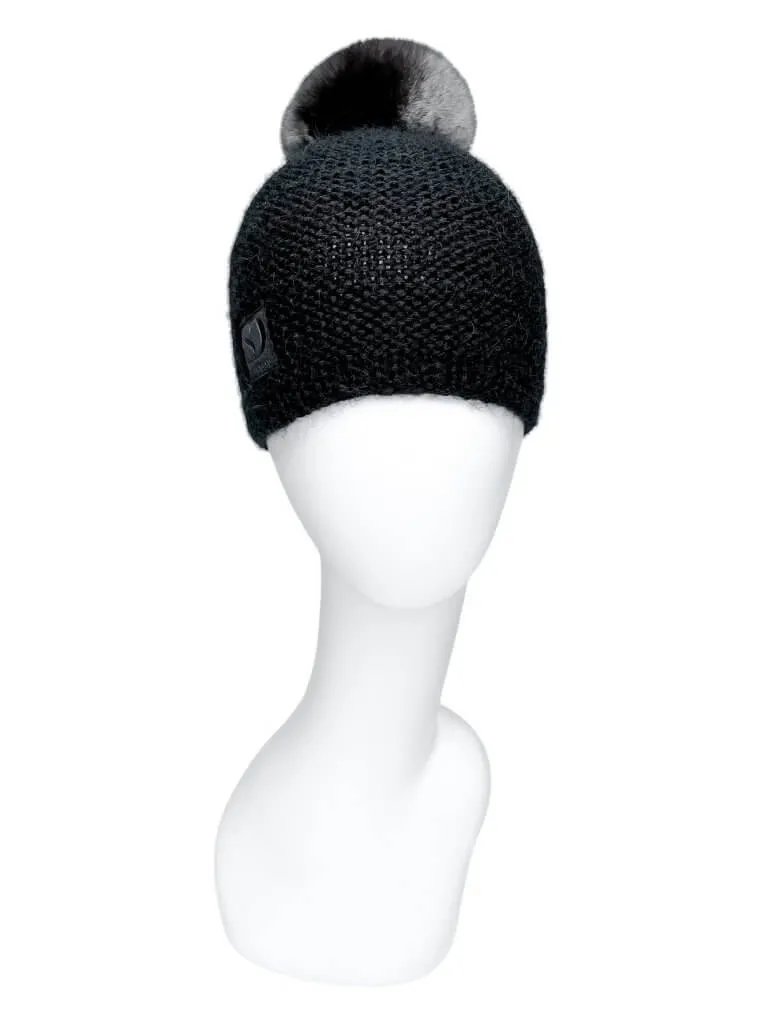 Black Chinchilla Fur Kids Beanie