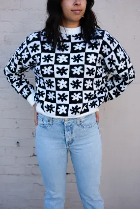 Black Daisy Check Emma Sweater