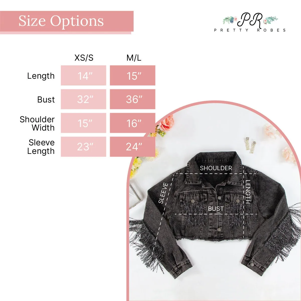 (Black Fringe) Custom Denim Jacket for Brides