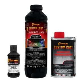 Black Metallic 1 Quart Urethane Spray-On Truck Bed Liner Kit - Easily Mix, Shake & Shoot - Professional Durable Textured Protective Coating