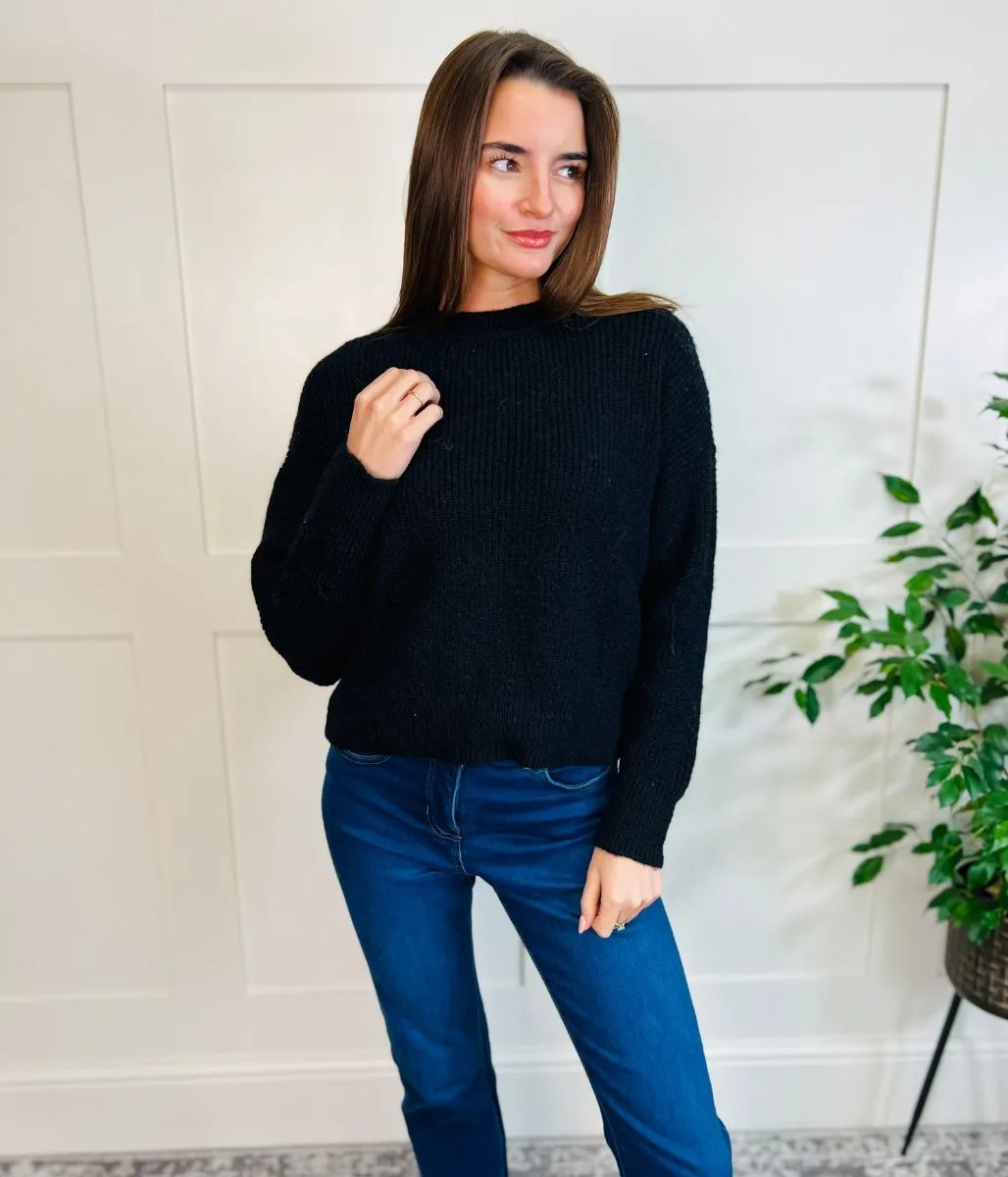 Black Wool Blend Classic Jumper