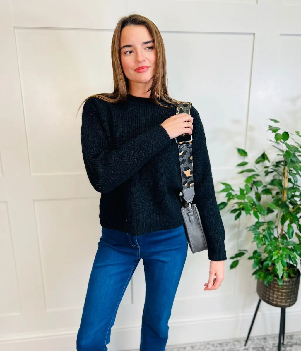 Black Wool Blend Classic Jumper